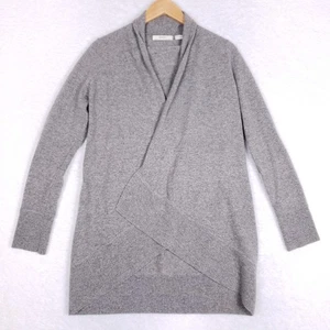 Cardigan Neiman Marcus cachemire petit gris drapé devant minimaliste calme luxe - Photo 1/7