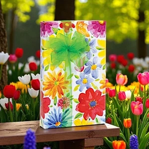 WATERCOLOR FLORAL Design 24" Gift WRAPPING Paper Choose Length Amount - Picture 1 of 2