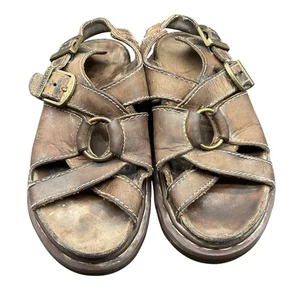 Sandali da pescatore vintage Dr Martens plateau pelle anello ottone Inghilterra US 8 donna - Foto 1 di 13
