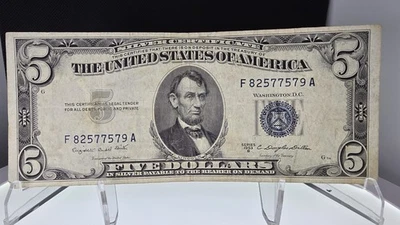 🔥1953-B $5 SILVER CERTIFICATE *NICE CRISPY AND WHITE NOTE*🔥 - Image 1 of 4