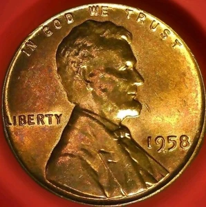 Centavo de trigo P 1958 RB centavo F/EF tonificado posiblemente limpiado en algún momento ¡Envío gratuito!  - Imagen 1 de 12