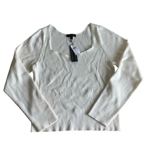 Banana Republic Ribbed Portrait Sweater Cream XL NEW - Picture 1 of 12