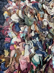 antique hook silk rag rug 26x17 early primitive original 1830s - Picture 1 of 11