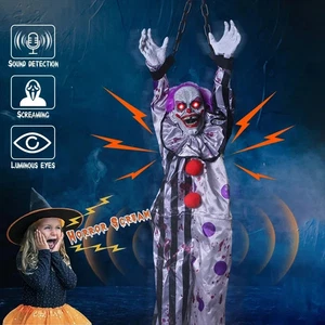 Halloween Animatronics hängender Clown Krankenschwester Sprachsteuerung elektrische Outdoor-Requisiten - Bild 1 von 10