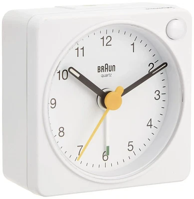 Japan NEW BRAUN BC02XW Classic Analog Alarm Clock White Table Light - Image 1 of 4