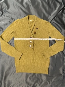 Suéter J Crew Tejido Cuello Botón Verde Pequeño XS Pullover Elástico - Imagen 1 de 20