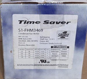 S1-FHM3469 CONDENSER FAN MOTOR HP 1/3-1/6, RPM 825/2.5SPD, VOLTS 208-230 NEW - Picture 1 of 8