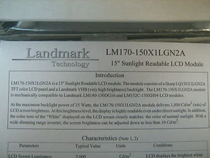 LANDMARK LM170-150X1LGN2A 15" SUNLIGHT READABLE LCD MODULE - NEW!!! USA! - Picture 1 of 6