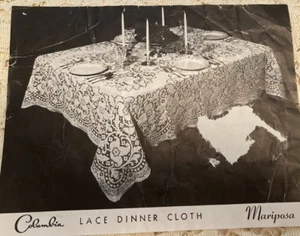 Schöne neu mit Etikett Columbia antike Spitze seltene Blumen 73 "x 90" elfenbeinfarbene Tischdecke - Bild 1 von 5