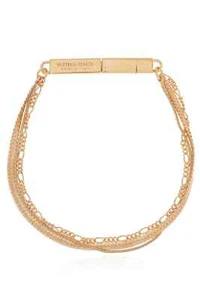 Pulsera BOTTEGA VENETA ID chapada en oro plata doble capa mediana auténtica nueva con etiquetas - Imagen 1 de 10