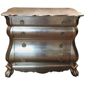 Q' Argenté Massif Bois Commode Plaqué Argent Dans Antique Style Baroque - Photo 1 sur 16