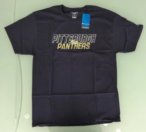 Champion NCAA Pittsburgh Panthers Mens Short Sleeve T-Shirt Sz L Navy Pitt NWT - Picture 1 of 7