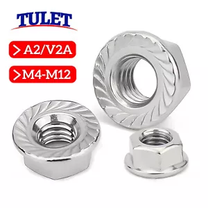 Tuercas de brida tuercas dentadas de bloqueo rosca izquierda tuerca DIN 6923 acero inoxidable A2 VA V2A - Imagen 1 de 10