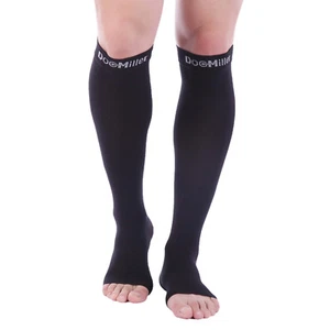 Doc Miller Open Toe Compression Socks 20-30 mmHg Recovery Varicose Veins BLACK - Picture 1 of 9