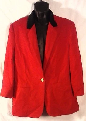 БЛОК ОСТРОВ PETITES НА MARINA PAPPAS КРАСНЫЙ ЖЕНЩИН ШЕРСТИ BLAZER КУРТКА РАЗМЕР 14 - Изображение 1 из 2