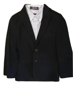 Van Heusen Boys 7 Reg Navy Suit Jacket Blazer w/  Pin striped Arrow L.S. shirt - Picture 1 of 3