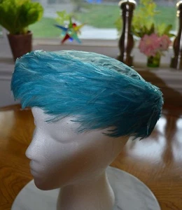 Vintage Türkis Feder Damen Turban Hut - Bild 1 von 5