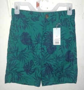 Cat & Jack Boys Chino Shorts Palm Leaves Print Green and blue Flat front size 10 - Picture 1 of 3