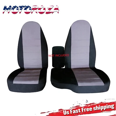 For 1998-2003 Ford Ranger 60/40 highback Truck seat covers cotton blk-silver Foto 1 de 4