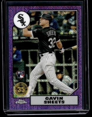 2022 Topps Chrome Gavin Sheets /75 Purple Refractor Rookie 1987 White Sox - Image 1 of 2