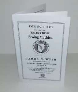 Weir Sewing Machine Chain Stich instructions Reproduction - Picture 1 of 10