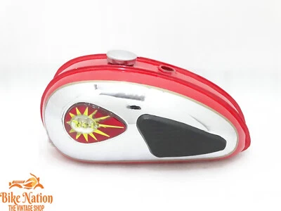 Tanque de gasolina BSA C15 CROMADO pintado rojo + tapa + rodillera + grifo | apto para Foto 1 de 4