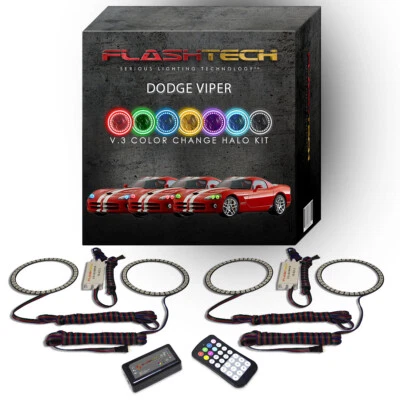 RGB Angel Eye LED Halo kit with RF Remote for 2003-2010 Dodge Viper Headlights - Image 1 of 4