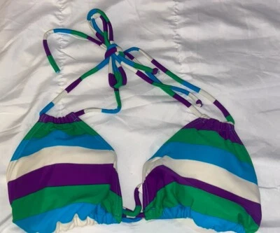 NWT True Crush Rio Stripe Halter Swimsuit Bikini Top S Purple (B1) - Image 1 of 2