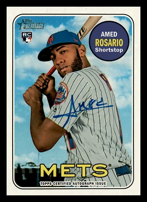 Amed Rosario RC Auto 2018 Topps Heritage Real One On Card #ROA-ARO Centered Mint - Image 1 of 4