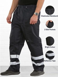 Hi Viz Vis Rain Over Waterproof Trouser Hi Visibility Safety Work Bottoms Pants - Picture 1 of 8