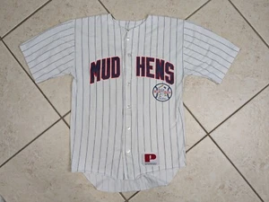 Camiseta de béisbol Toledo Mud Hens de colección de los años 80 talla mediana con botones puntada única - Imagen 1 de 8