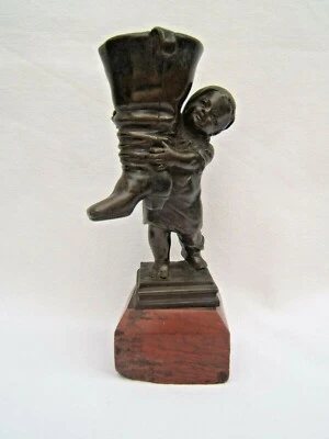 ancien pyrogéne en bronze XIX la fillette a la botte bistro bar - Photo 1/4