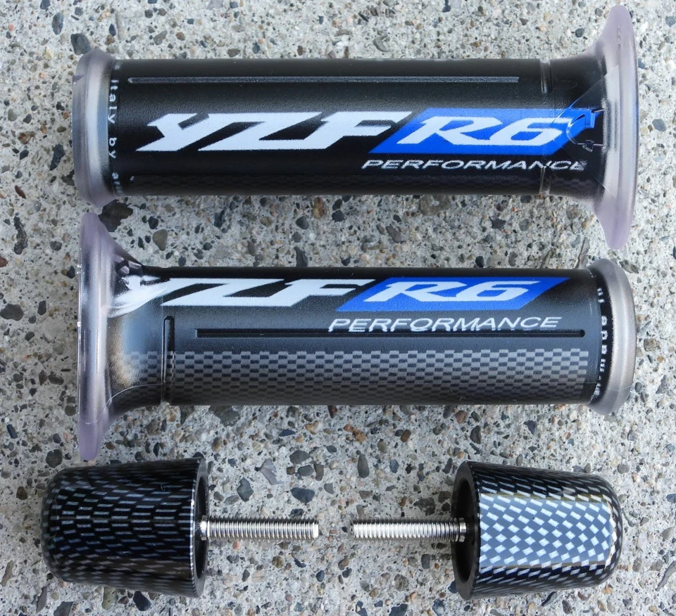 Yamaha YZF R6 2006-2020 logotipo Harris empuñaduras de gel y extremos de barra de carbono Foto 1 de 1