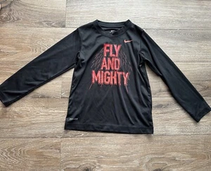 Nike Boys Size 7 Black Long Sleeve Shirt - EUC “Fly and Mighty” - Picture 1 of 4