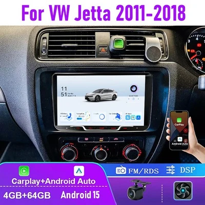 9" 4-64GB For VW Jetta 2011-2018 Car Radio Wireless Carplay Android 15 Head Unit - Image 1 of 4