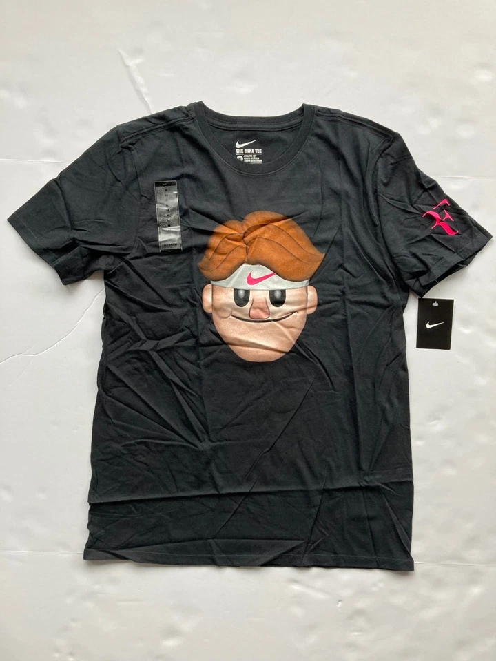 Nike Roger Federer US Open 2017 RF Emoji Tennis T-Shirt M Black 887075-010 New - Image 1 of 4