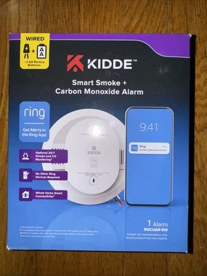 KIDDE RGCUAR-RW ALARMA INTELIGENTE DE HUMO + MONÓXIDO DE CARBONO CON ALERTAS DE ANILLO NUEVO ENVÍO GRATUITO Foto 1 de 2