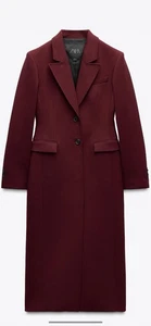 100% Authentic ZARA burgundy Long Coat $229+Tax Size: XS - Picture 1 of 9
