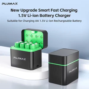 Batteries AA Lithium 1.5V Rechargeables 4255mWh + Chargeur 8 Slots Haute Perform - Foto 1 di 8