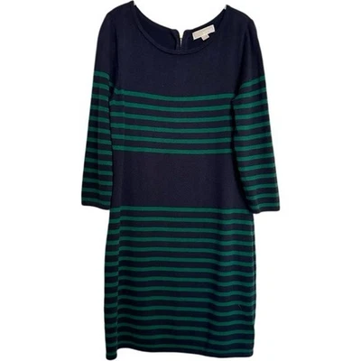 Vestido Michael Michael Kors Rayas Azul Marino y Verde Tejido Diseñador Oficina Mujeres Talla L Foto 1 de 4