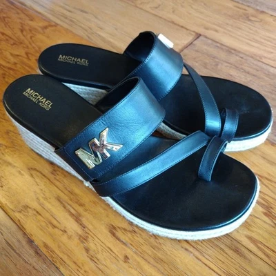 Michael Kors Sidney Espadrille Wedge Sandal Women's Size 10M Black Slide - Image 1 of 4