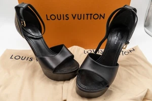 Louis Vuitton After Glow Nieten Akzent Sandalen Schuhe Leder Schwarz Gr. 38 7,5 - Bild 1 von 22
