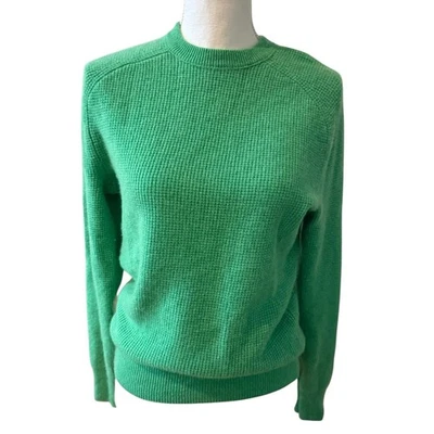 Rag & Bone Waffle Knit Cashmere Crewneck Sweater Grass Green S - Image 1 of 4