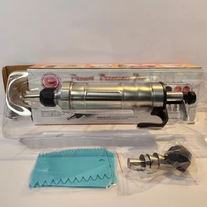 Dessert Dekorateur Profi Werkzeug Set Edelstahl Zylinder 6 Düsen 3 Schaber Neu im Karton - Bild 1 von 7