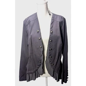 Torrid Women's Gray Peplum Twill Military Style Open Front Jacket Size 0 Large - Picture 1 of 12