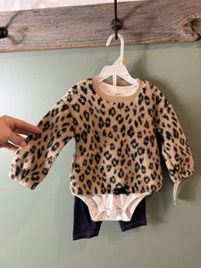 Carters Kleinkind Mädchen 3-teiliges Outfit Leopardenmuster Pullover Body & Hose 12M - Bild 1 von 8