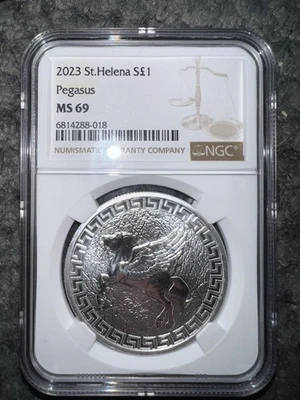 2023 St. Helena 1oz Silver S£1 NGC MS69 Pegasus - Image 1 of 2