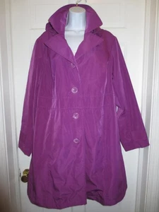 RELATIVITY Woman Plus PURPLE FLORAL LINED Trench Trenchcoat COAT Jacket Size 1X - Picture 1 of 1
