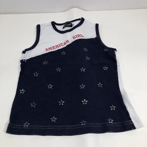 American Girl Sz. M Medium Blue White Stars Glitter Tank Top - Picture 1 of 3