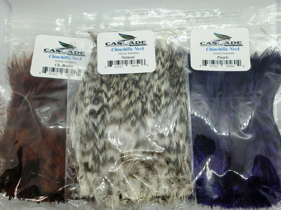 Cascada CORDENADAS CHINCHILLA/CUELLO GRIZZLY HACKLE PLUMAS 4-6" Material de mosca 1/4 oz. Foto 1 de 1
